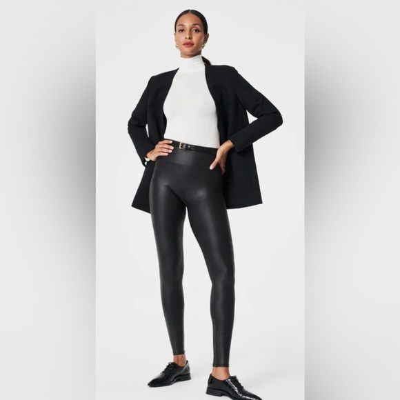 SPANX Pants - NWT Spanx Faux Leather Leggings Black Size PL